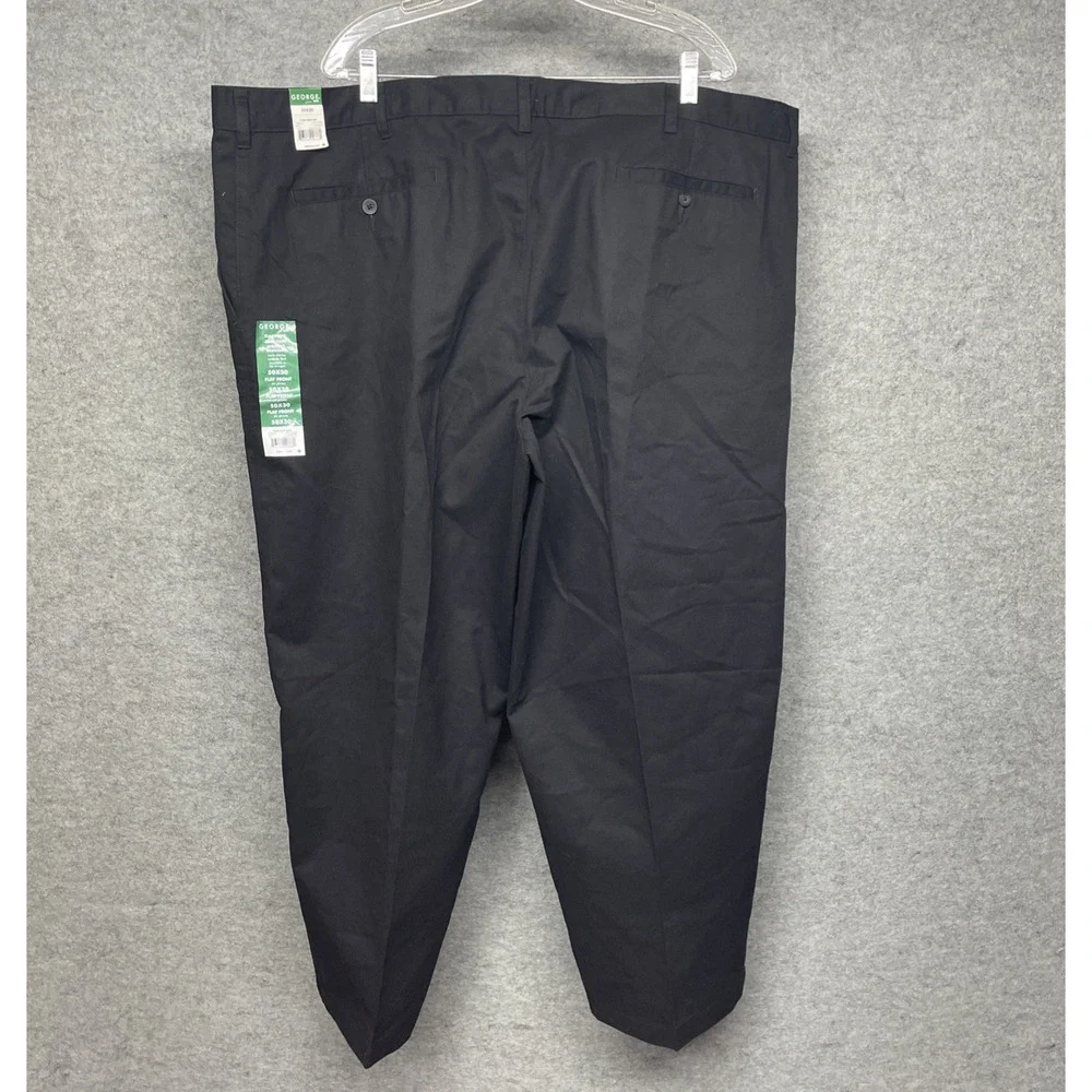 NWT George Fits Men 50x29 Black Classic Fit Flat Front Pants Career Service Wear